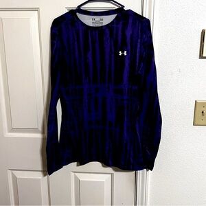 Under Armour women L coldgear athleticwear shirt purple tie dye fitted flared